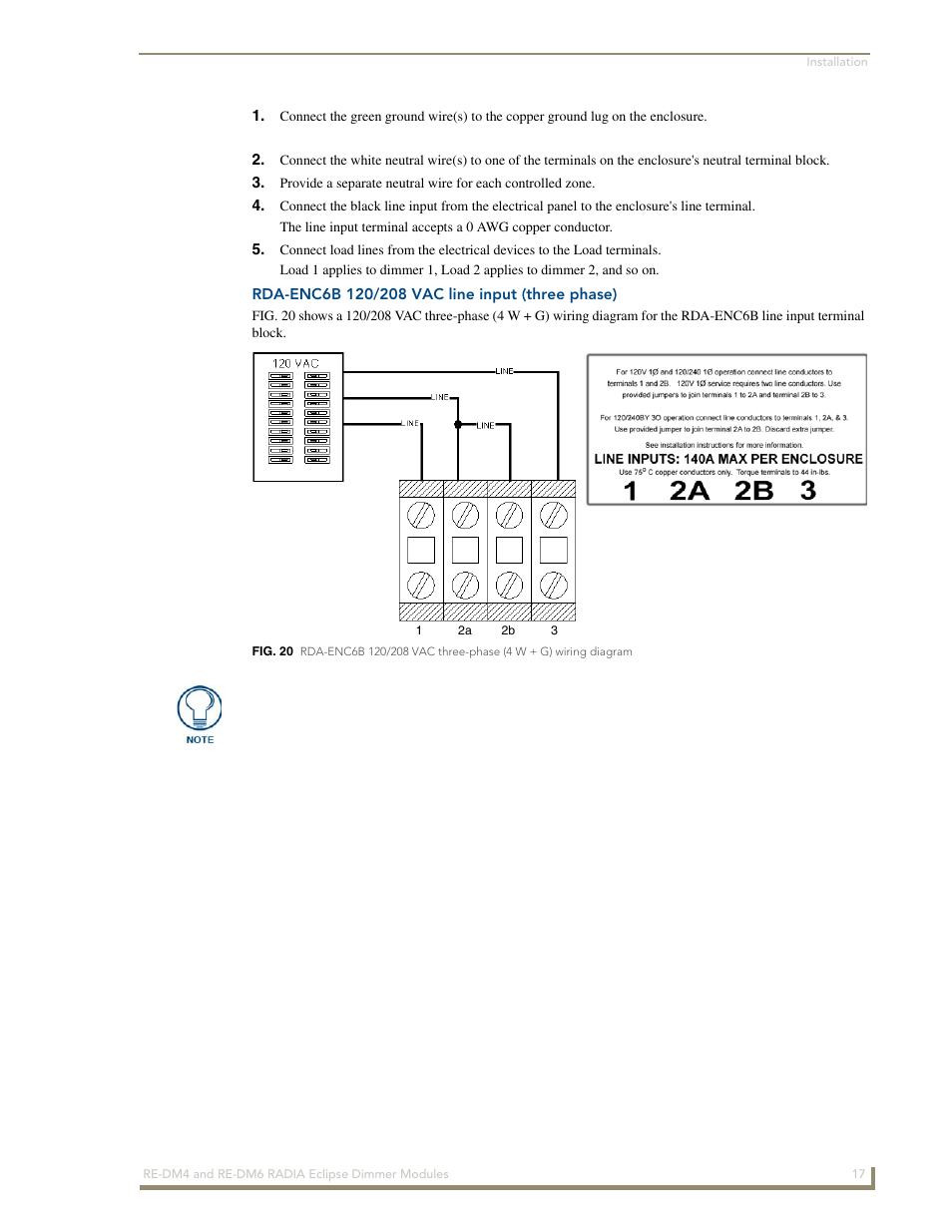 Rda-enc6b 120/208 vac line input (three phase) | AMX Radia Eclipse 4-Channel Dimmer Module RE-DM4 User Manual | Page 25 / 90