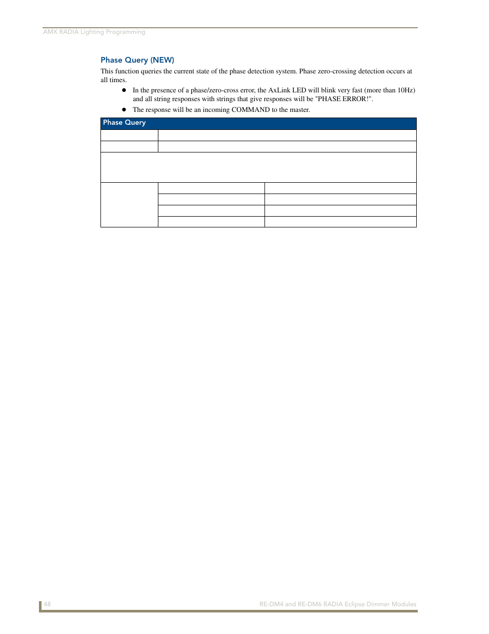 Phase query (new) | AMX Radia Eclipse 4-Channel Dimmer Module RE-DM4 User Manual | Page 56 / 90