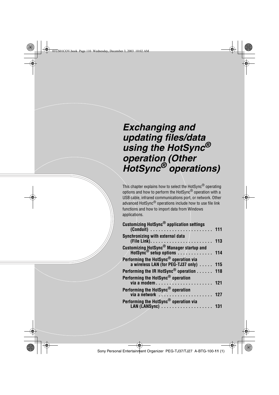 Operation (other, Hotsync, Operations) | Operation (other hotsync | Sony PEG-TJ27 User Manual | Page 110 / 195