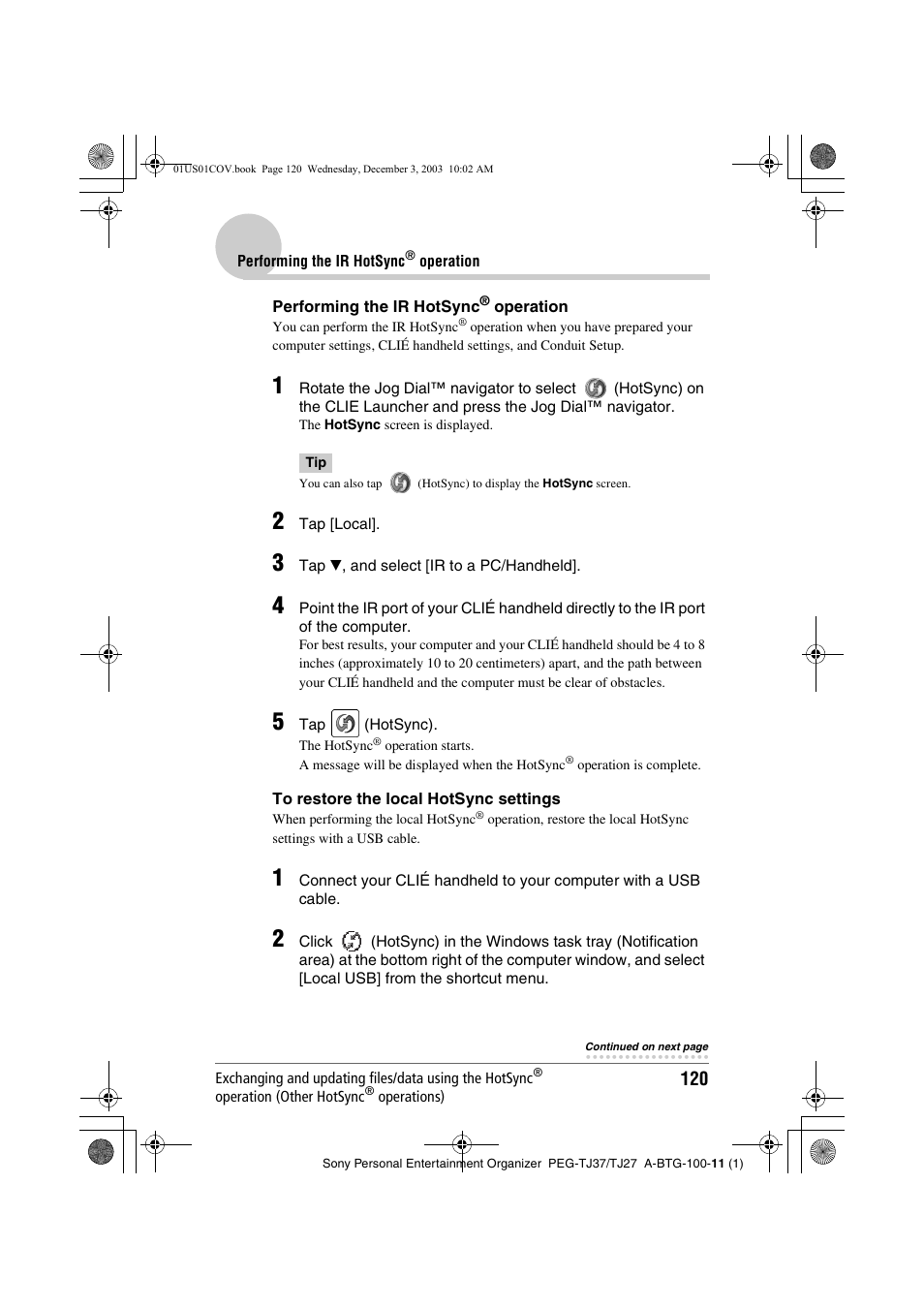 Sony PEG-TJ27 User Manual | Page 120 / 195