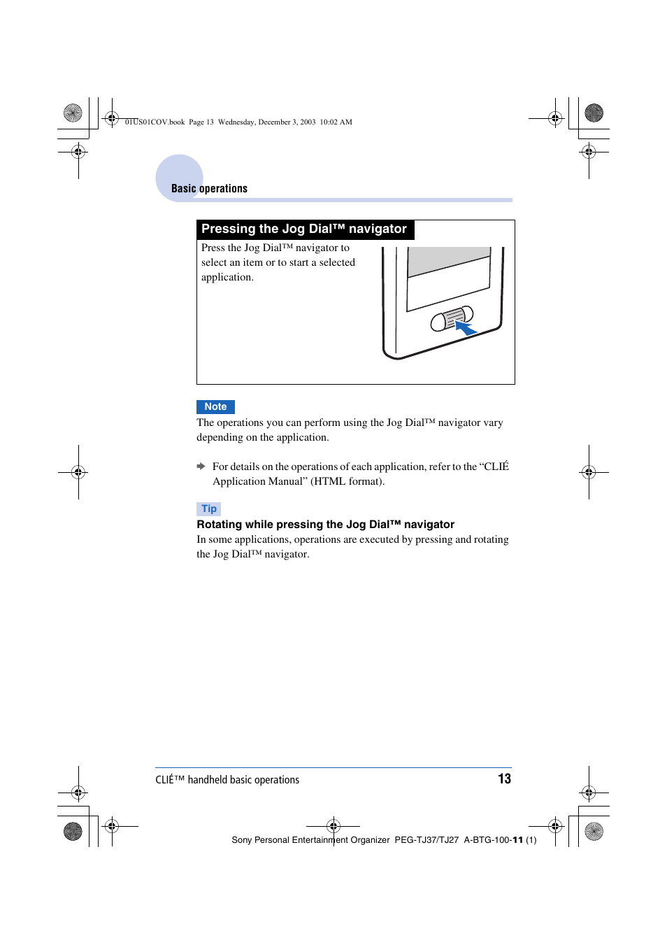 Sony PEG-TJ27 User Manual | Page 13 / 195