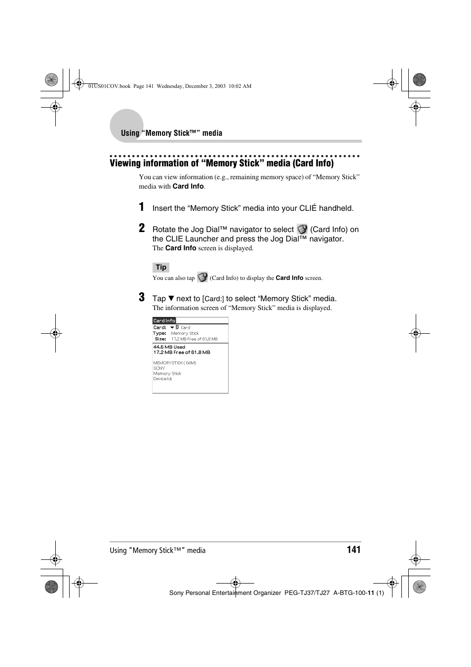 Sony PEG-TJ27 User Manual | Page 141 / 195