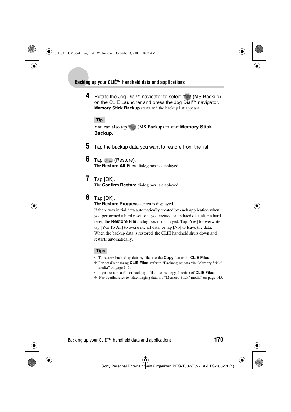 Sony PEG-TJ27 User Manual | Page 170 / 195