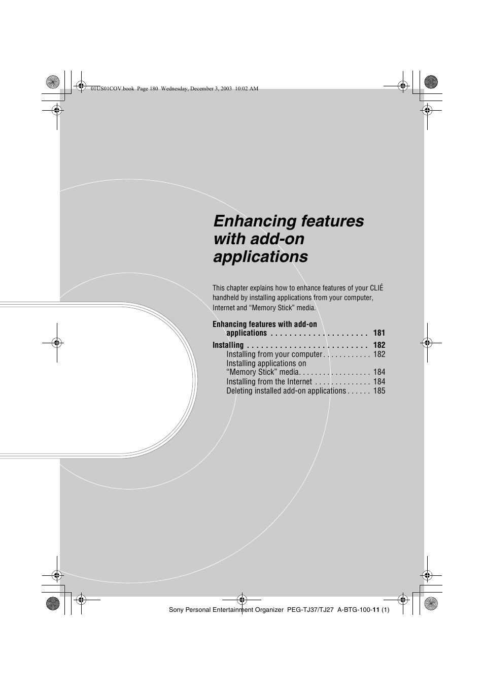 Enhancing features with add-on applications | Sony PEG-TJ27 User Manual | Page 180 / 195