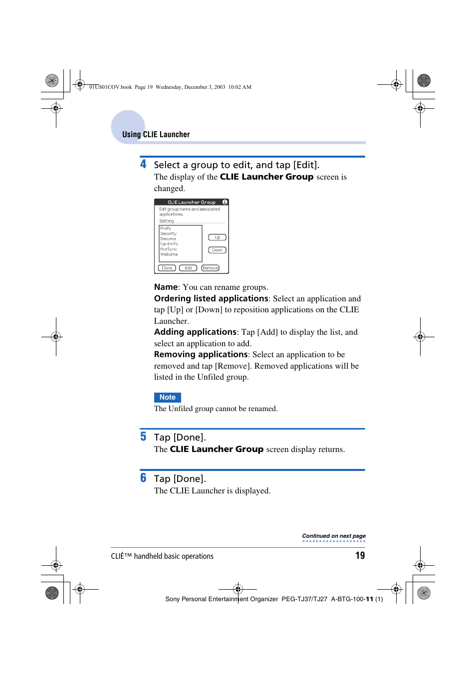 Sony PEG-TJ27 User Manual | Page 19 / 195