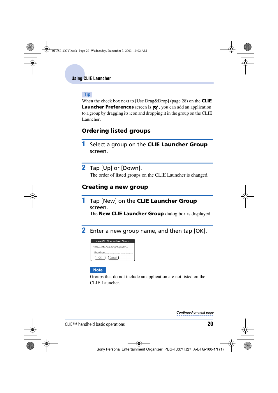 Sony PEG-TJ27 User Manual | Page 20 / 195