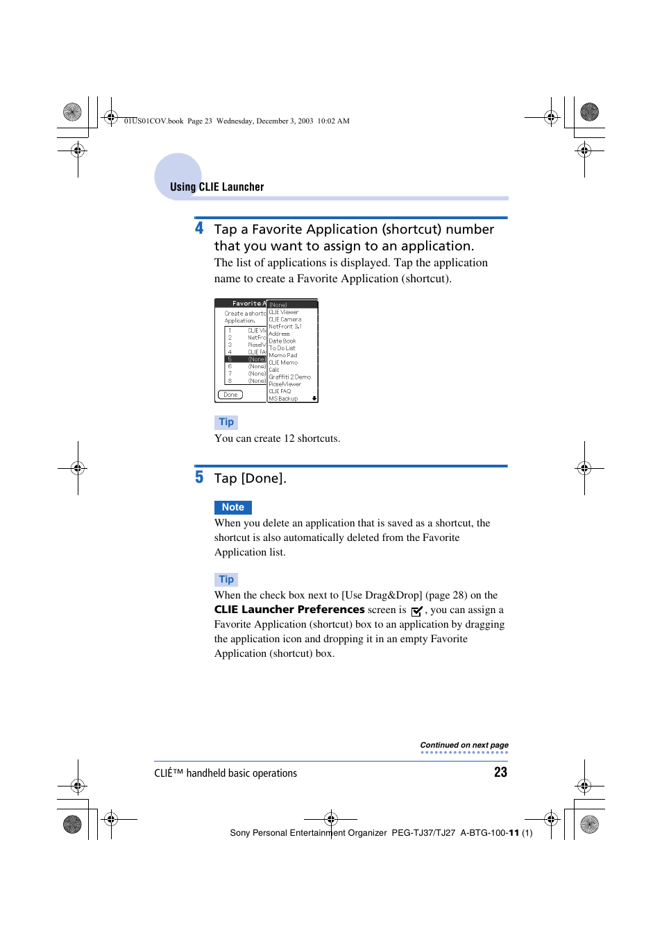 Tap [done | Sony PEG-TJ27 User Manual | Page 23 / 195