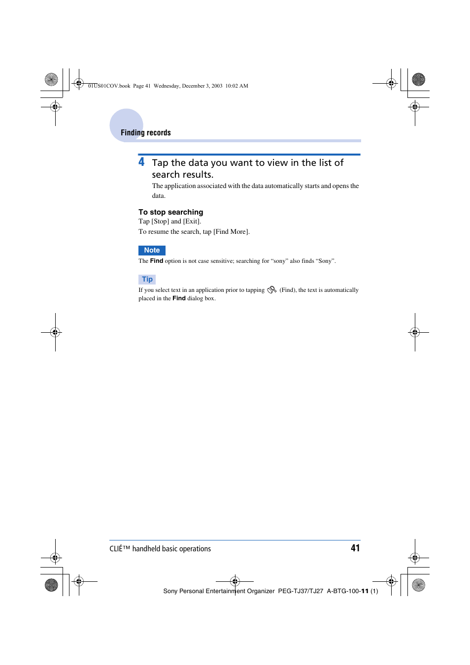 Sony PEG-TJ27 User Manual | Page 41 / 195