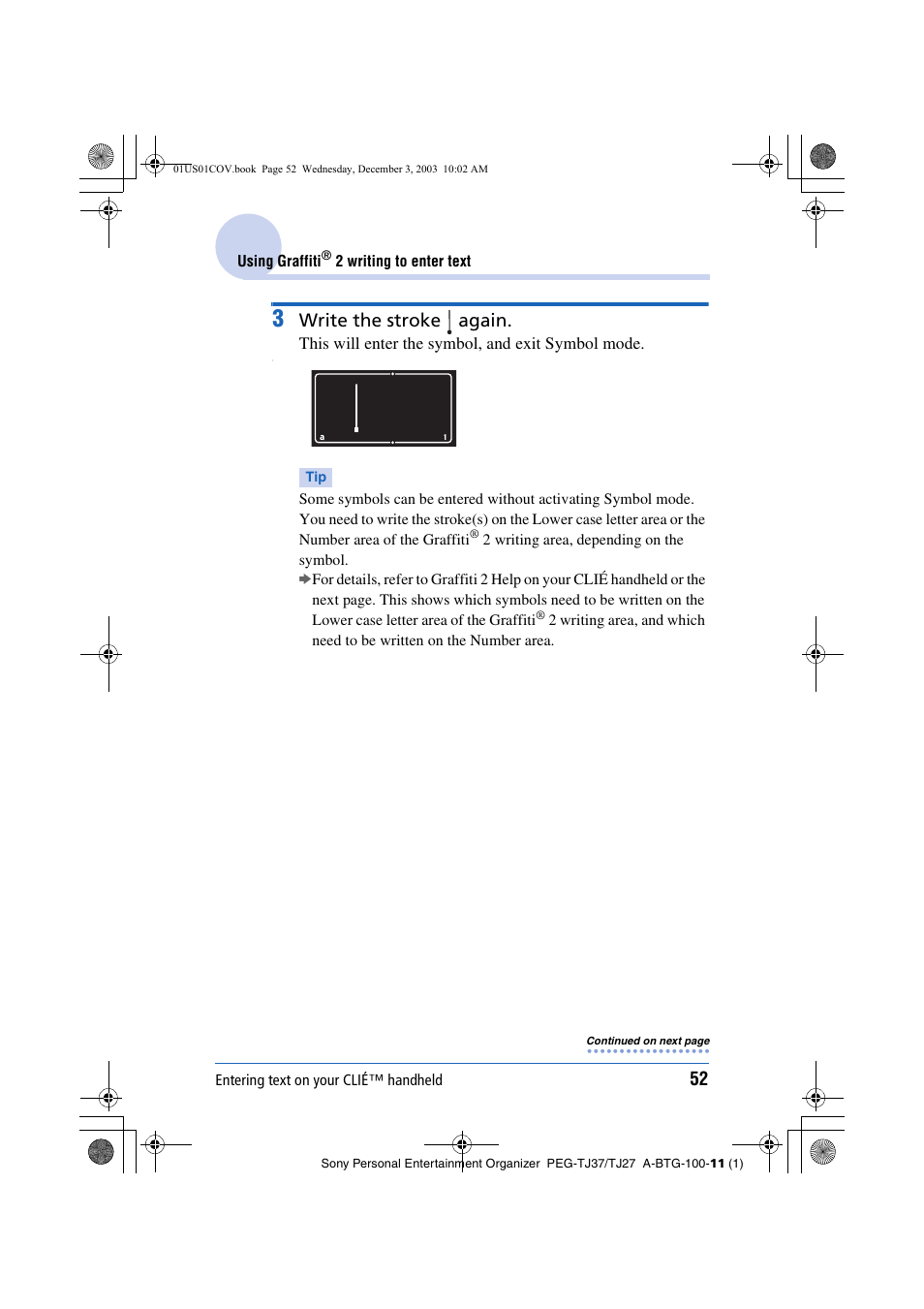 Write the stroke again | Sony PEG-TJ27 User Manual | Page 52 / 195