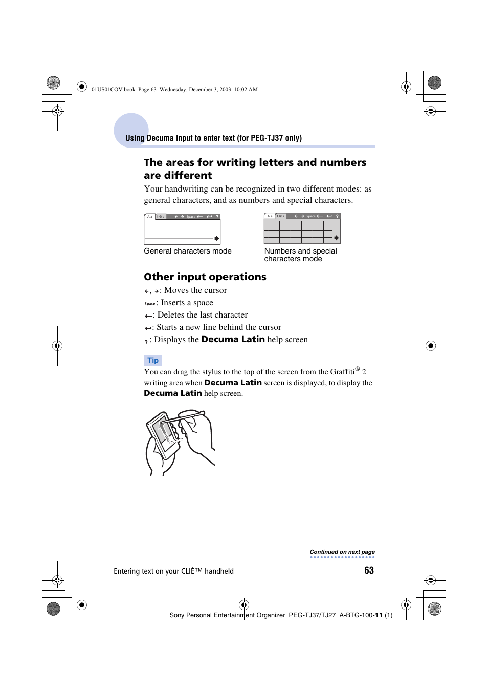 Other input operations | Sony PEG-TJ27 User Manual | Page 63 / 195