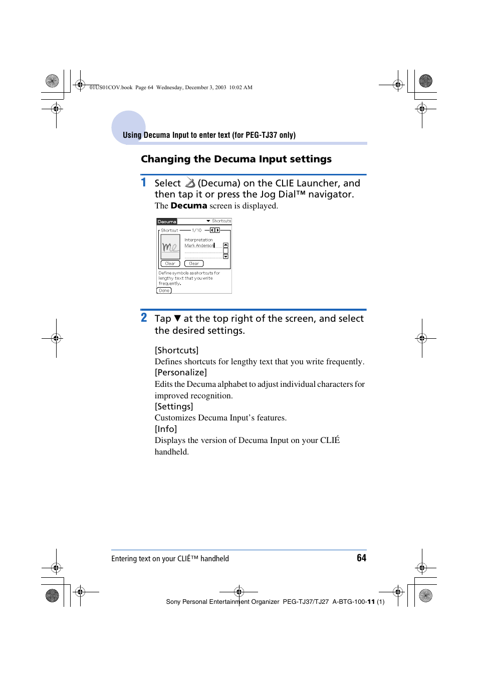 Sony PEG-TJ27 User Manual | Page 64 / 195