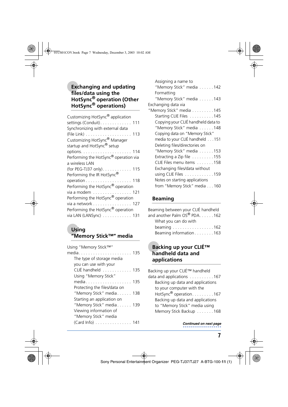 Sony PEG-TJ27 User Manual | Page 7 / 195