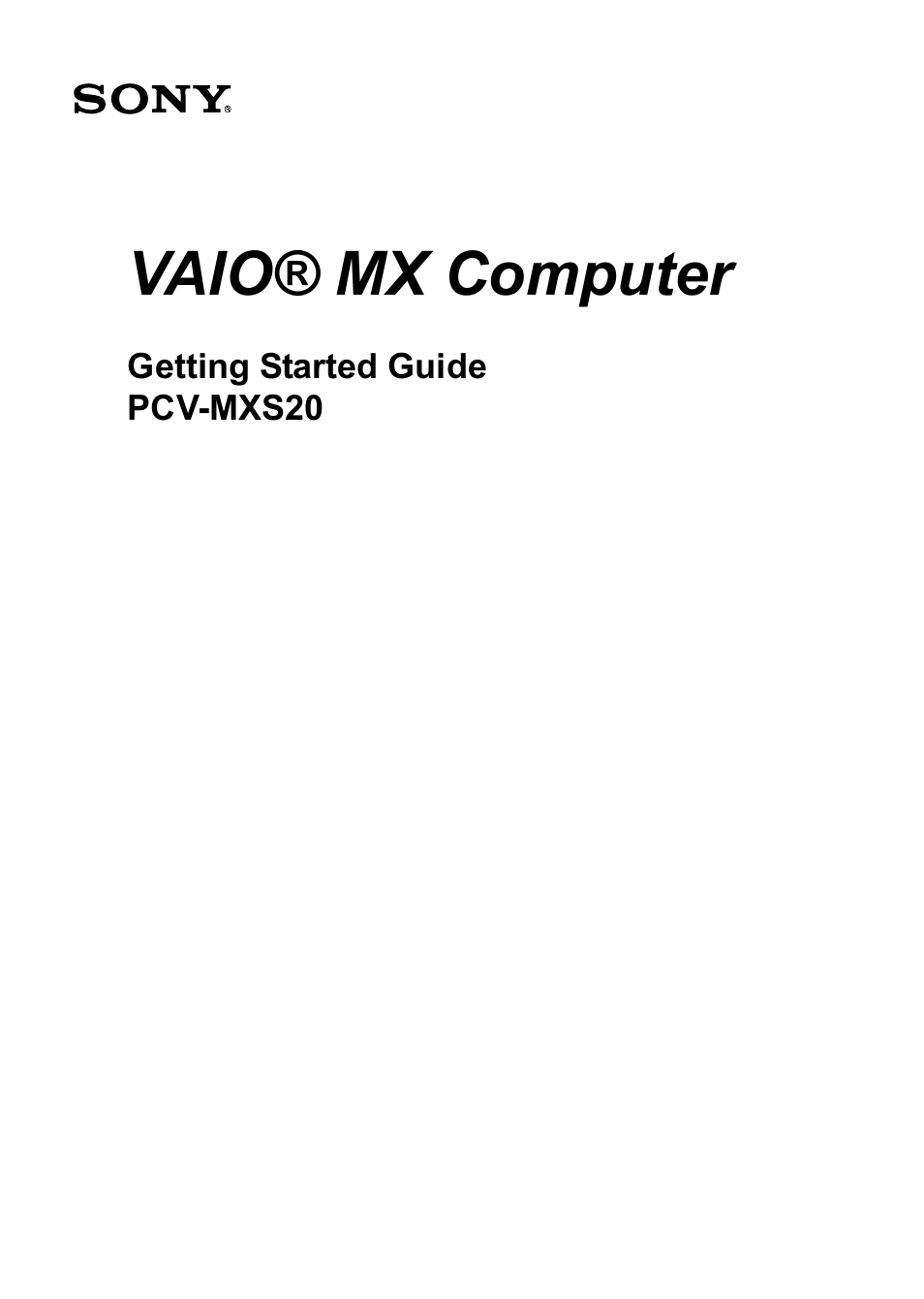 Sony PCV-MXS20 User Manual | 113 pages