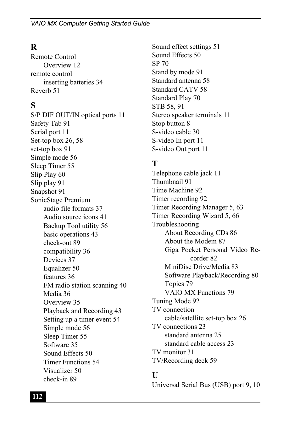 Sony PCV-MXS20 User Manual | Page 112 / 113