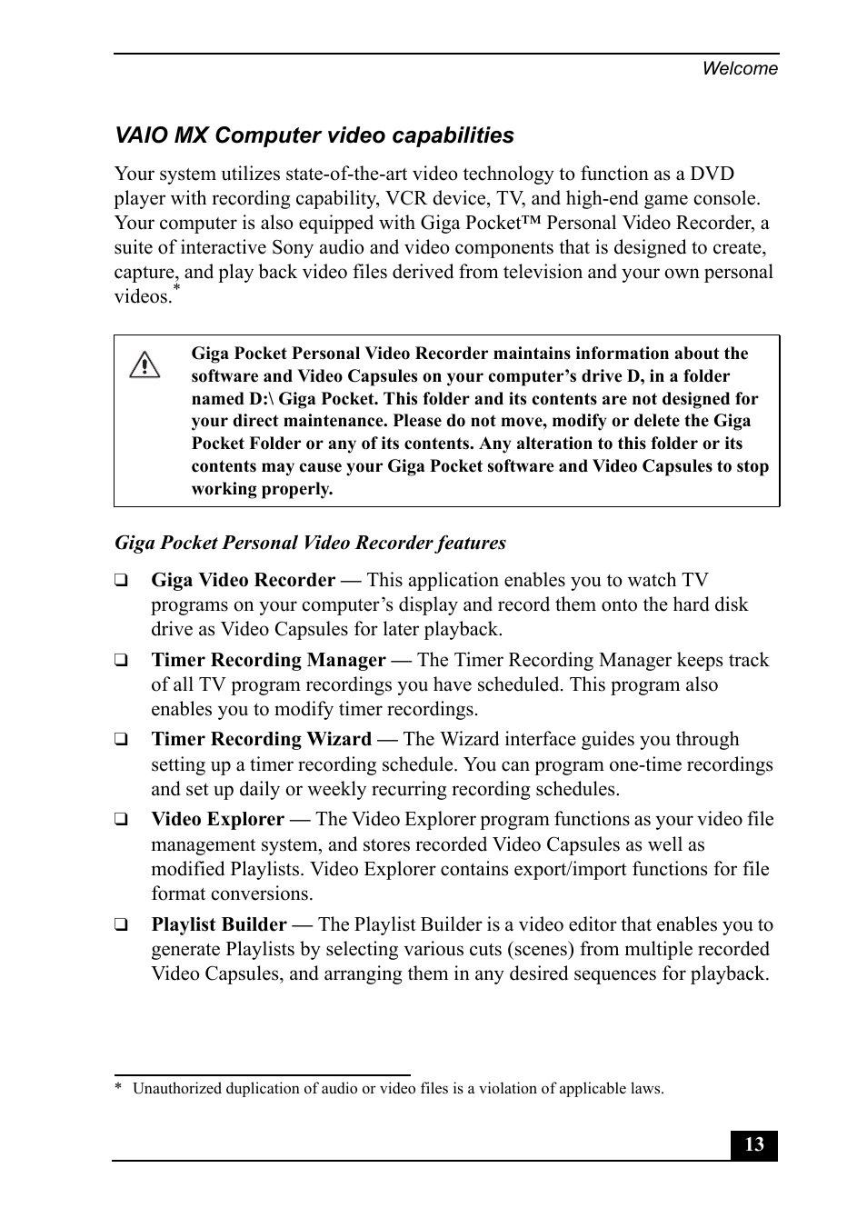 Sony PCV-MXS20 User Manual | Page 13 / 113