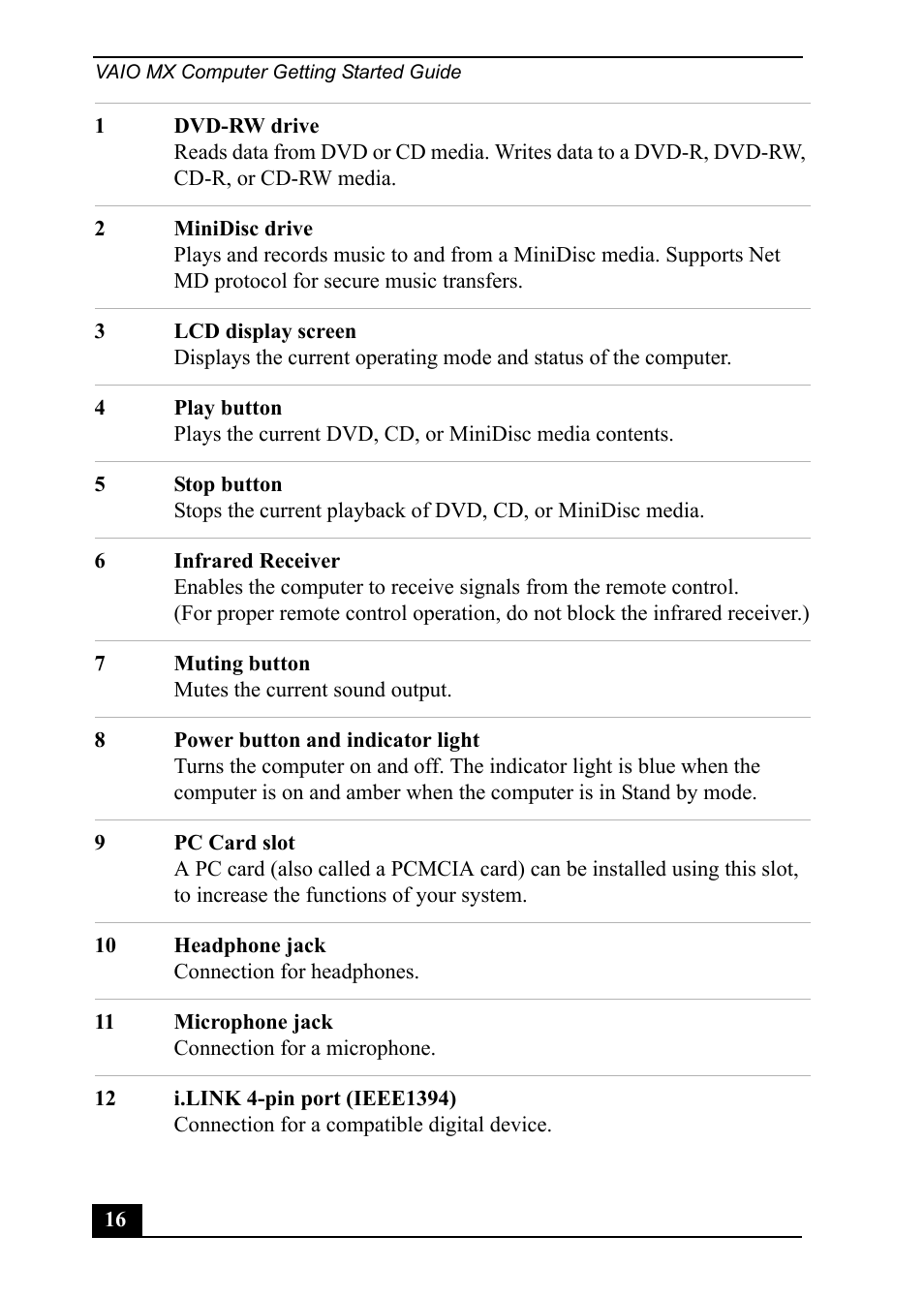 Sony PCV-MXS20 User Manual | Page 16 / 113