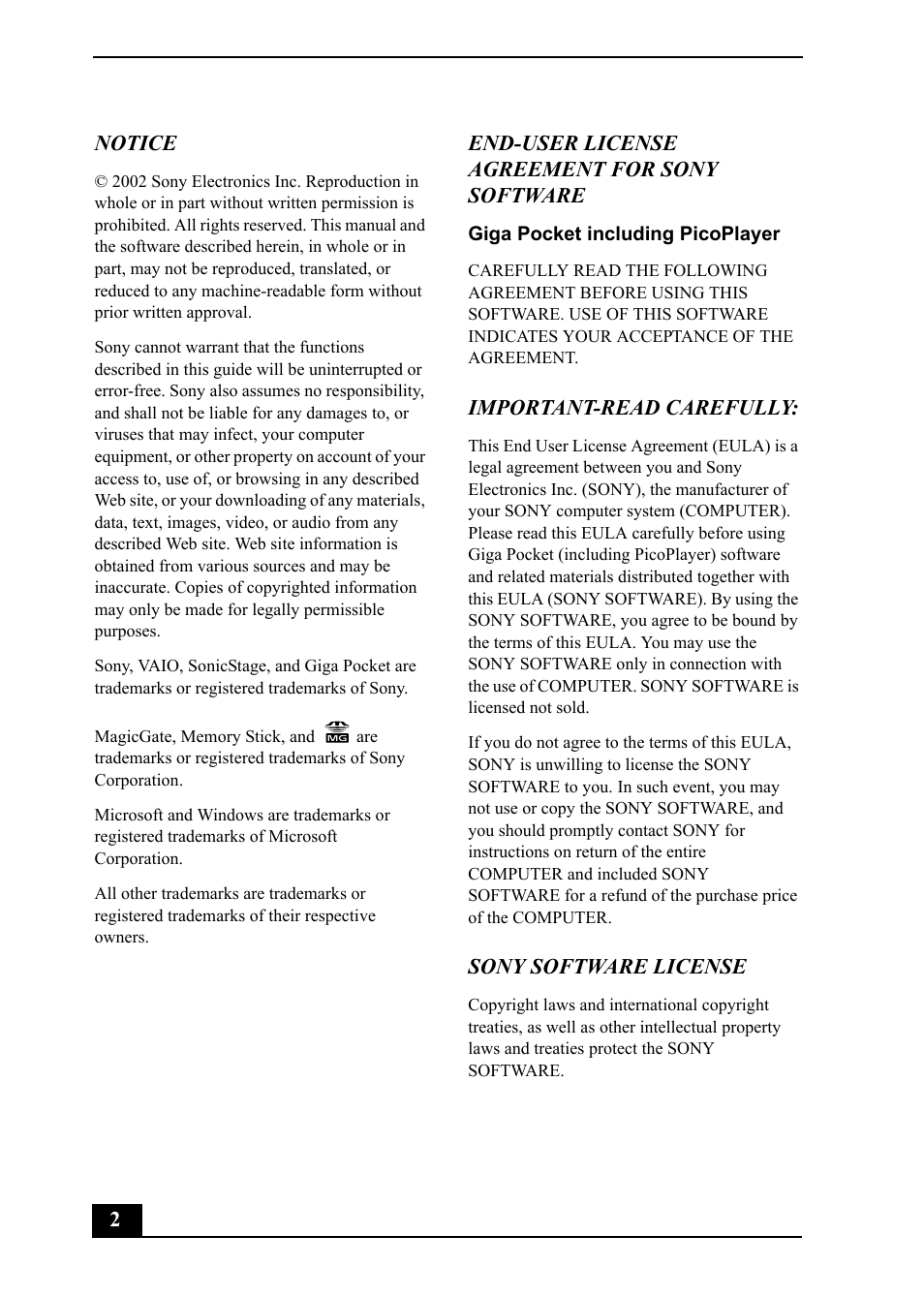 Sony PCV-MXS20 User Manual | Page 2 / 113