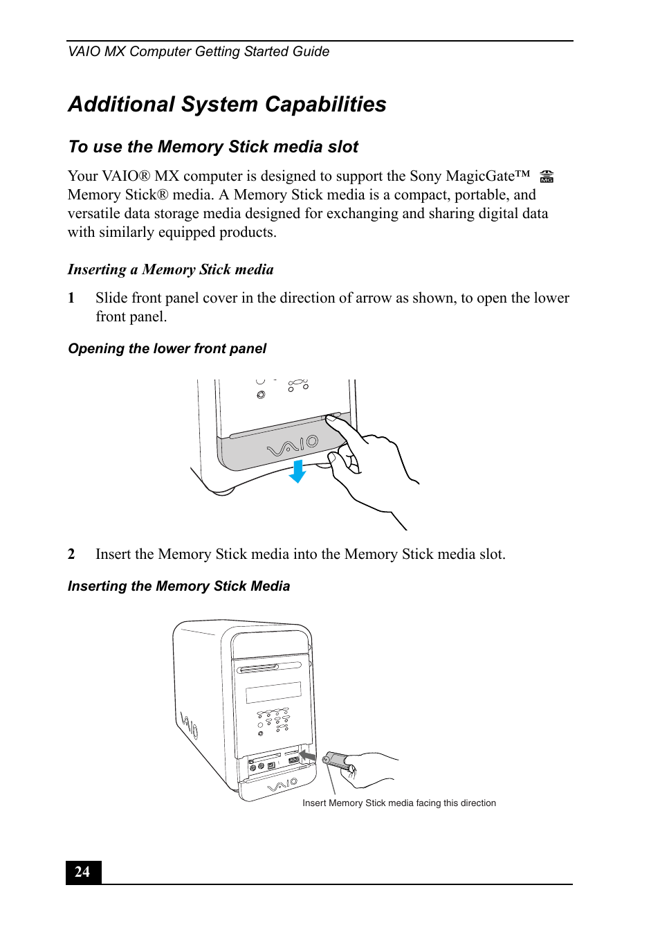 Additional system capabilities | Sony PCV-MXS20 User Manual | Page 24 / 113