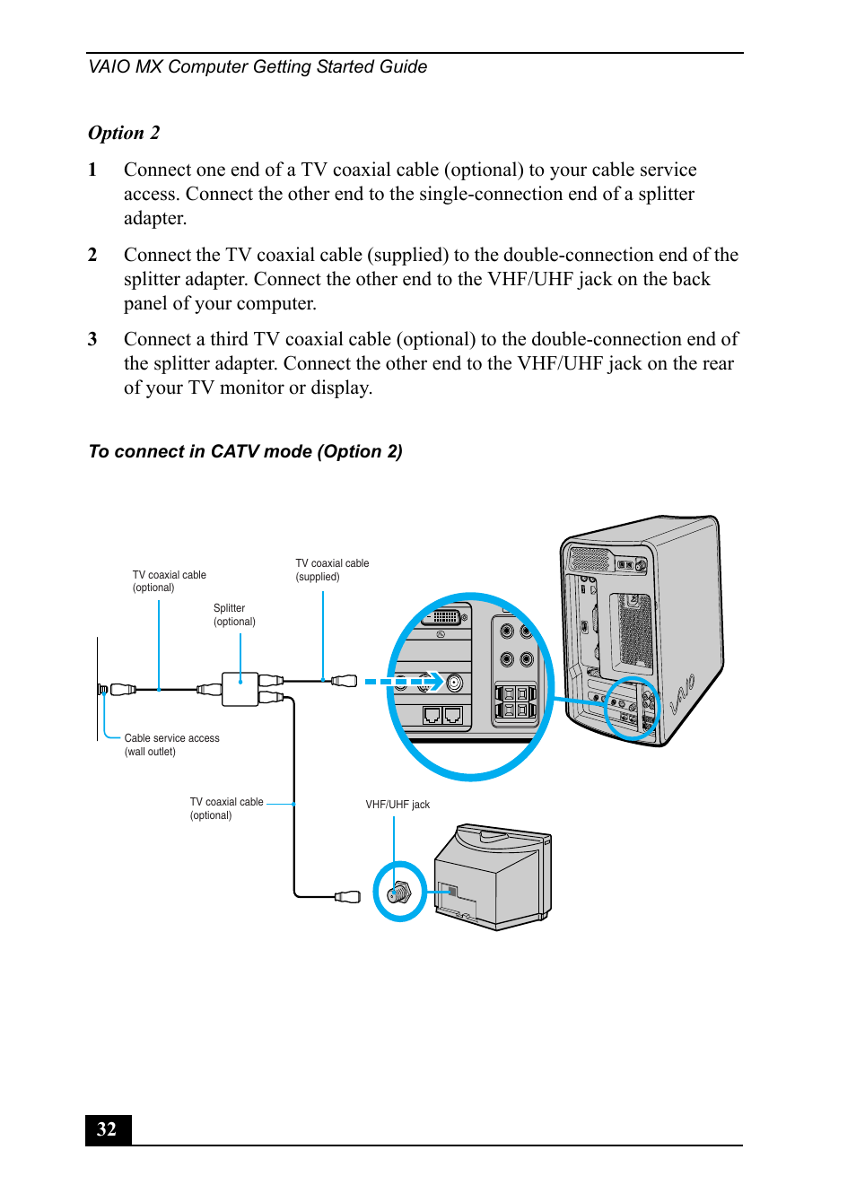 Vaio mx computer getting started guide | Sony PCV-MXS20 User Manual | Page 32 / 113