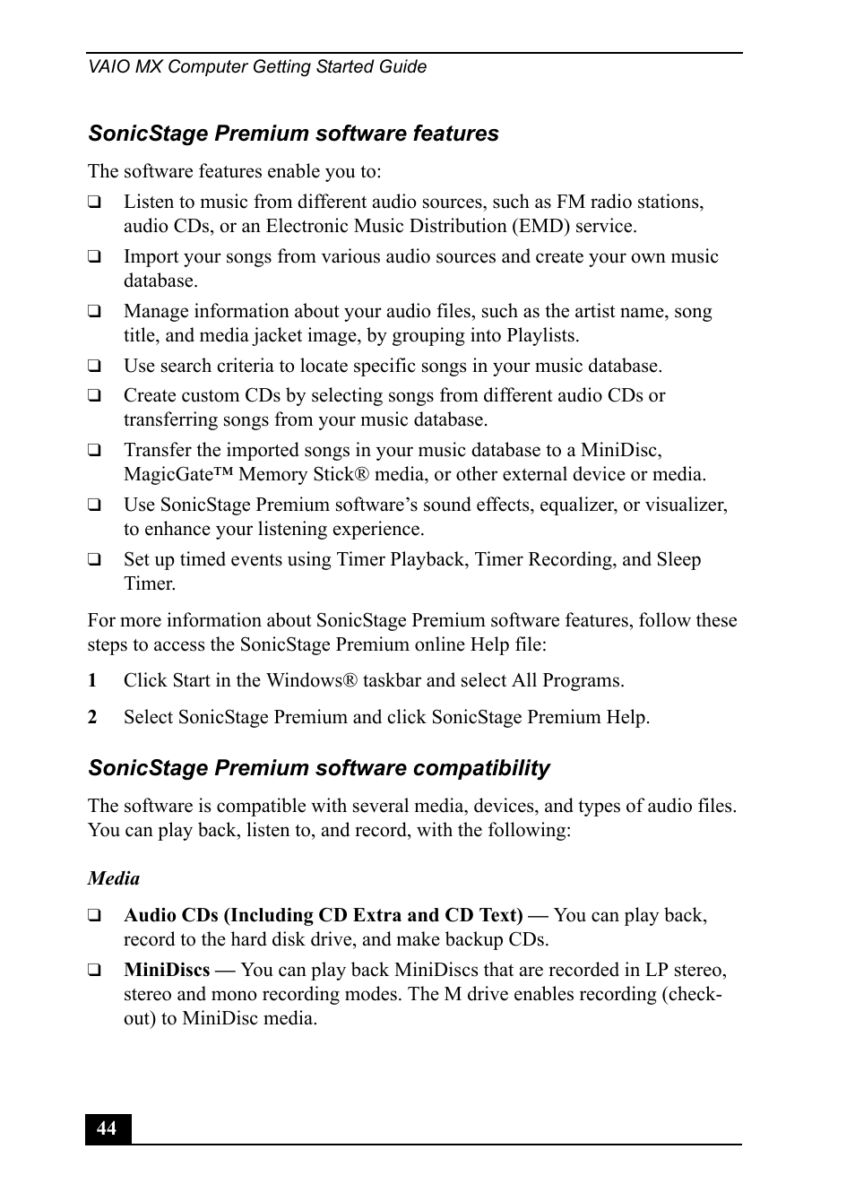 Sony PCV-MXS20 User Manual | Page 44 / 113