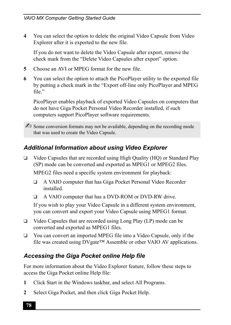 Sony PCV-MXS20 User Manual | Page 78 / 113