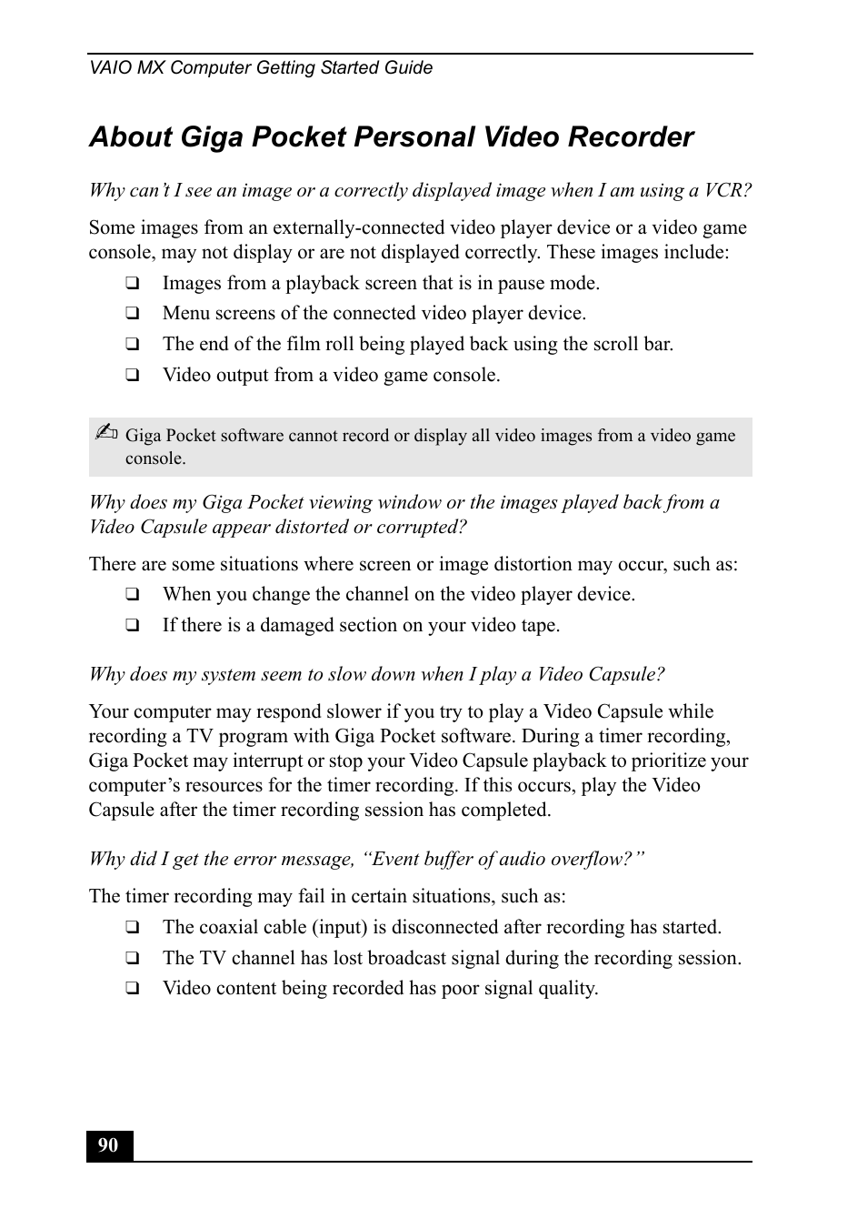 About giga pocket personal video recorder | Sony PCV-MXS20 User Manual | Page 90 / 113
