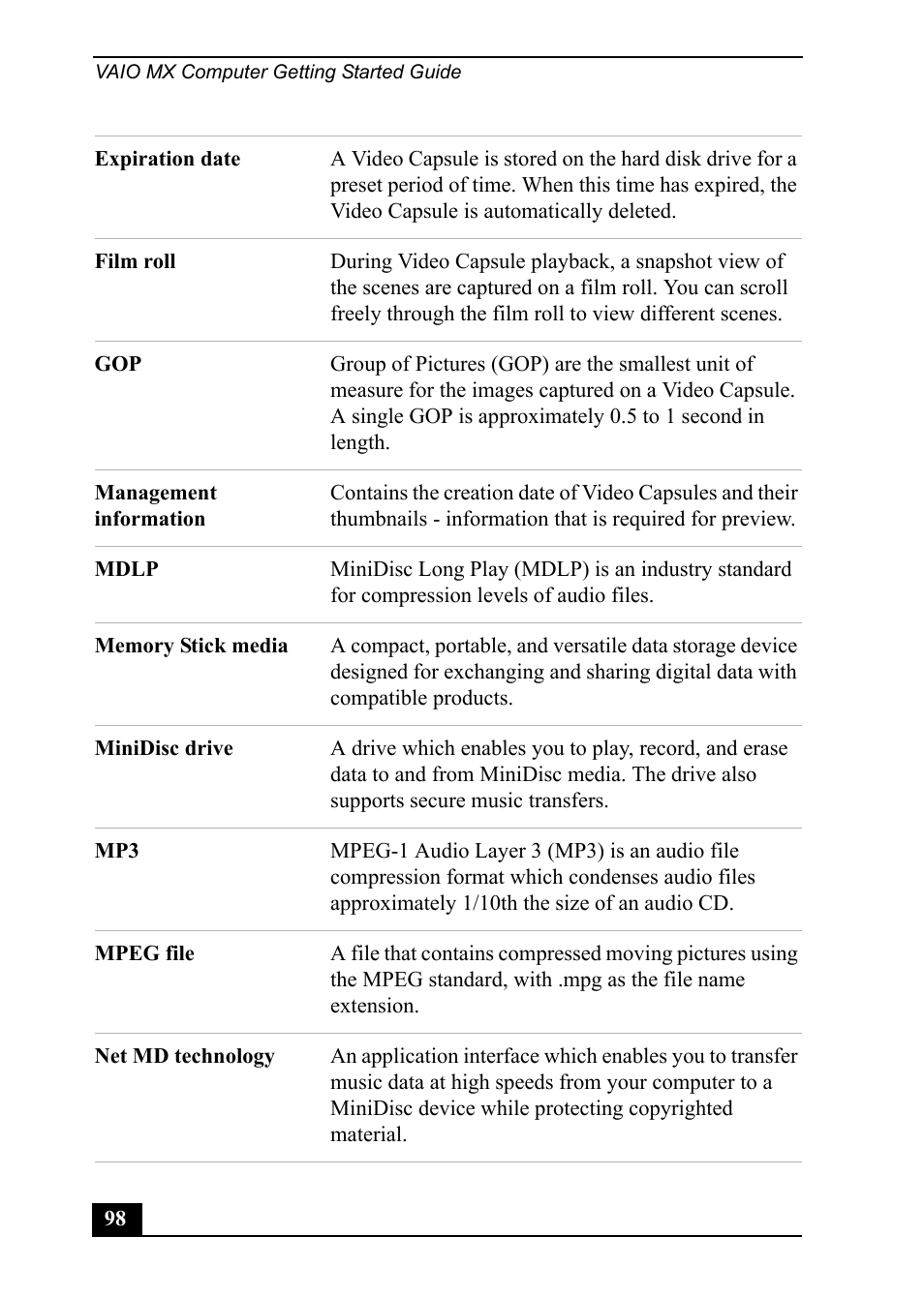 Sony PCV-MXS20 User Manual | Page 98 / 113