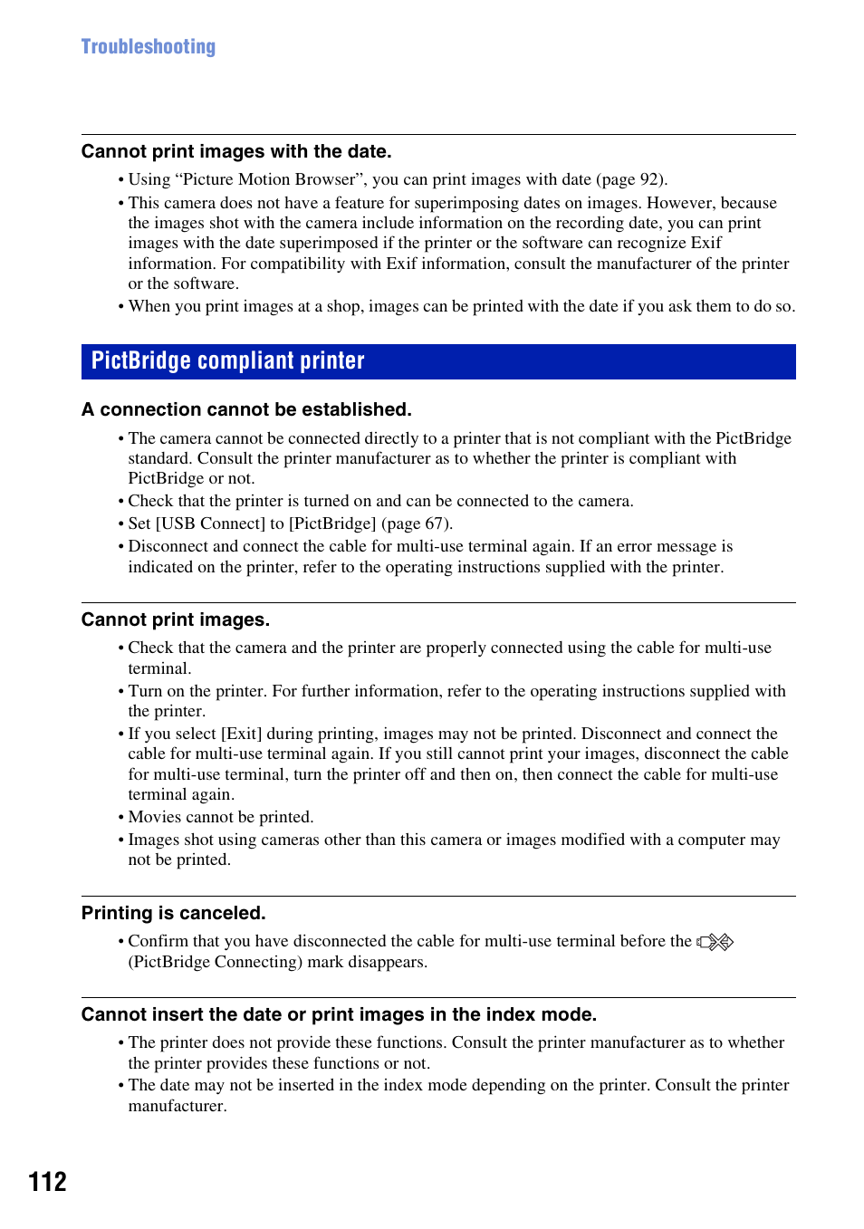 Pictbridge compliant printer | Sony DSC-W200 User Manual | Page 112 / 126