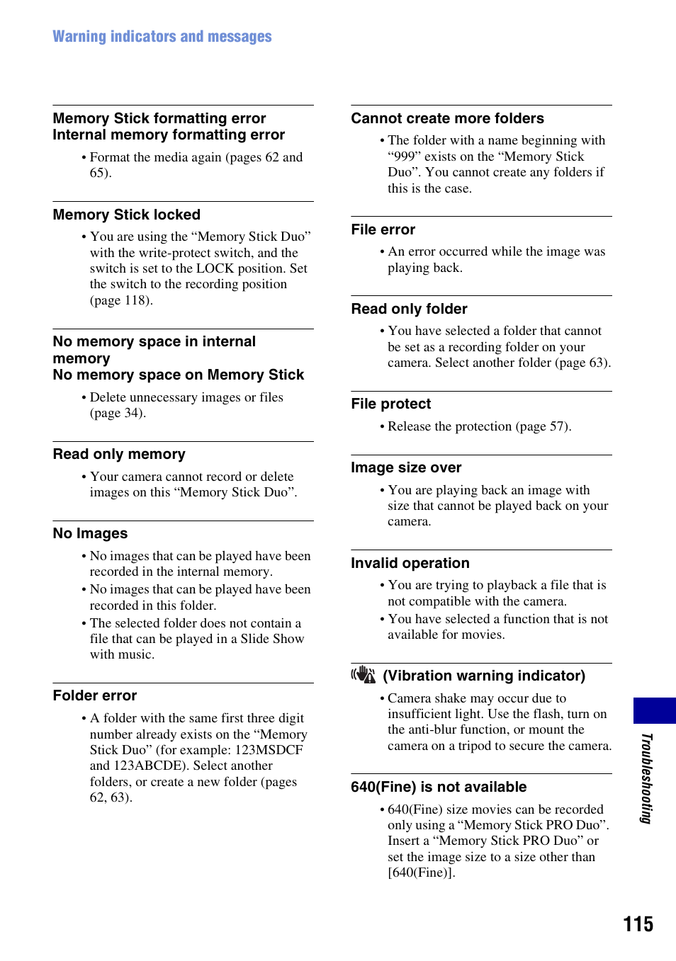 Sony DSC-W200 User Manual | Page 115 / 126