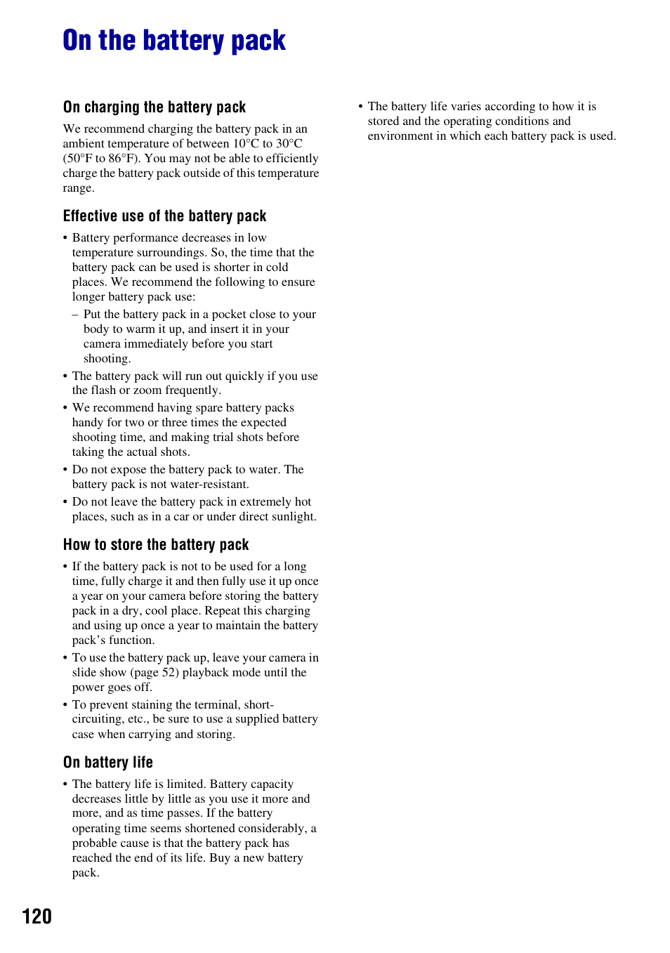 On the battery pack | Sony DSC-W200 User Manual | Page 120 / 126