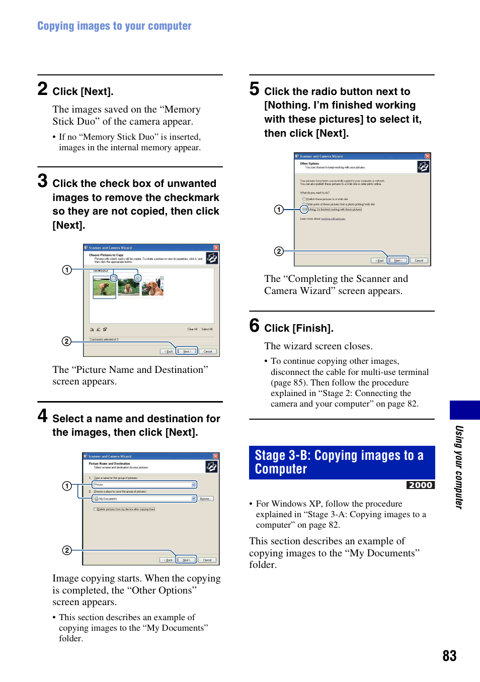 Stage 3-b: copying images to a computer | Sony DSC-W200 User Manual | Page 83 / 126