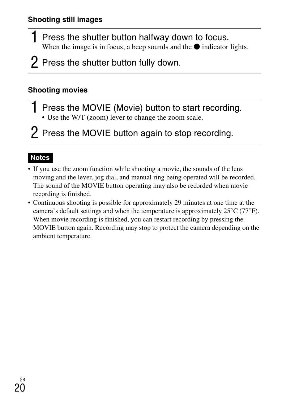 Sony DSC-HX100V User Manual | Page 20 / 64