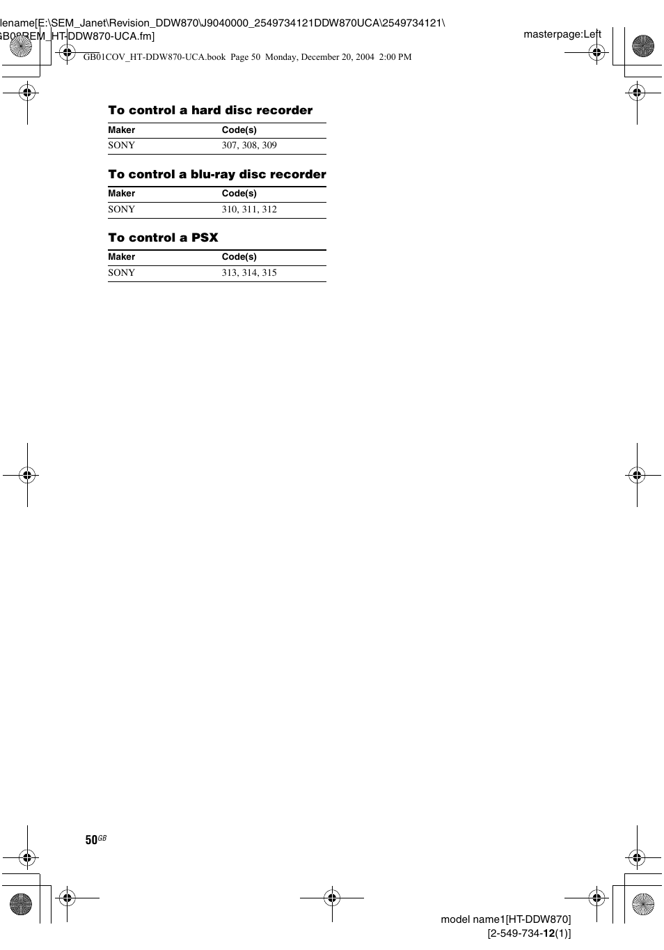 Sony HT-DDW870 User Manual | Page 50 / 60