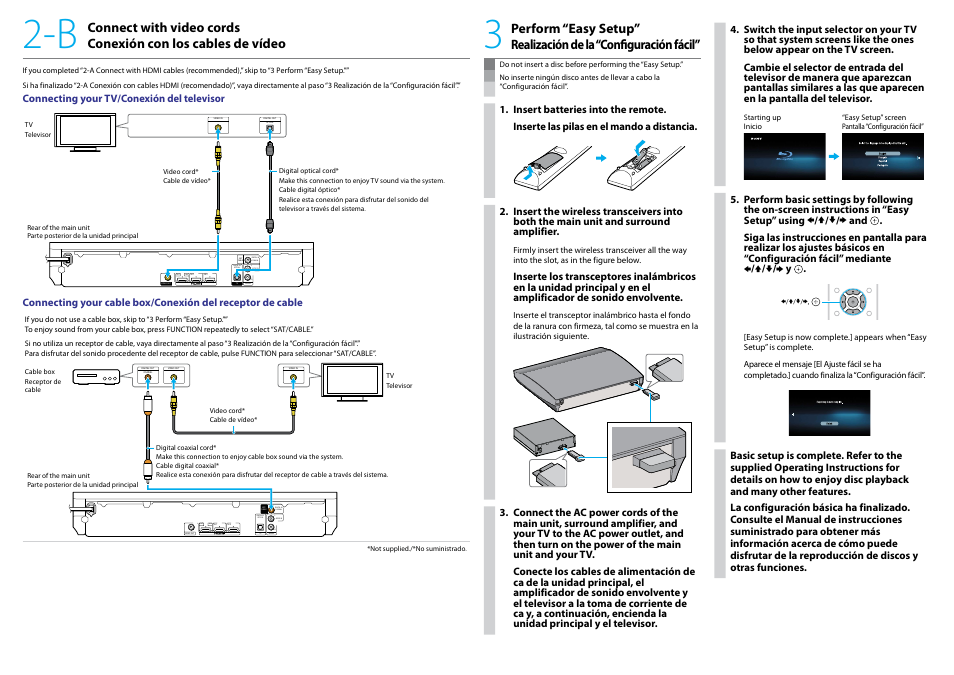 Audio in l r, Coaxial digital in, Optical digital in | Ypb pr | Sony BDV-E780W User Manual | Page 2 / 2