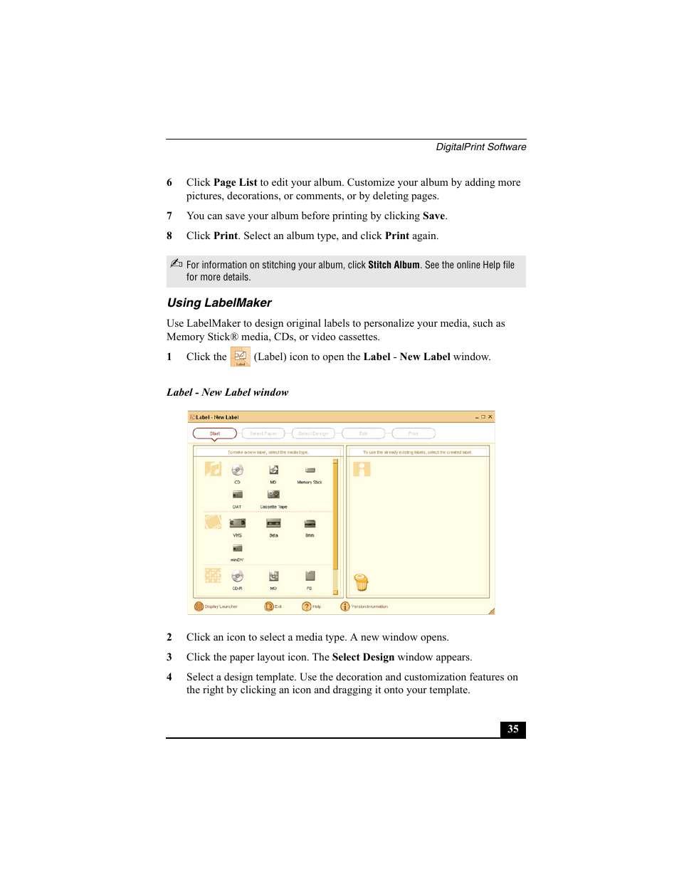 Using labelmaker | Sony PCG-R505ECK User Manual | Page 127 / 222