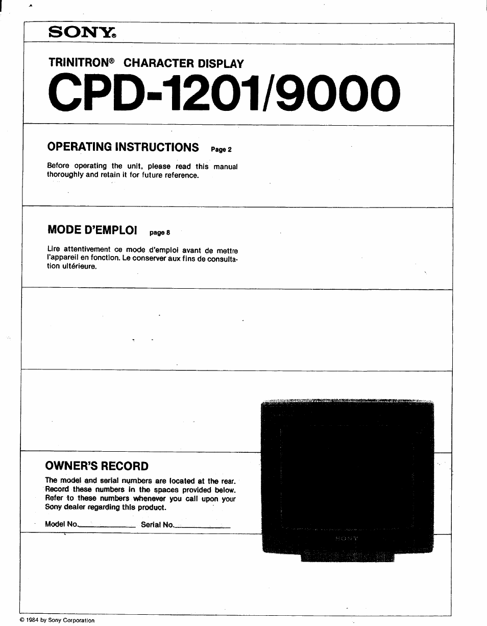 Sony CPD-9000 User Manual | 6 pages