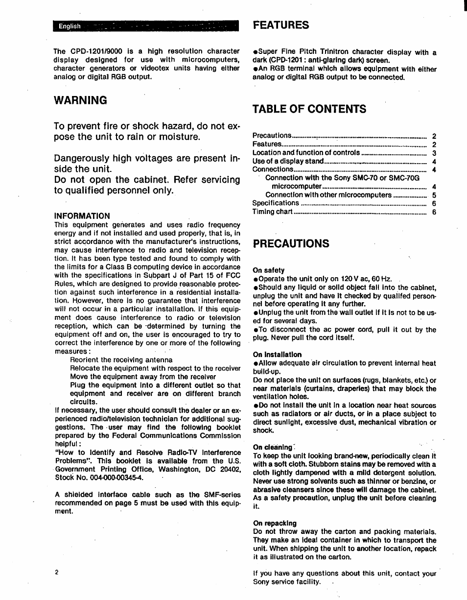 Sony CPD-9000 User Manual | Page 2 / 6