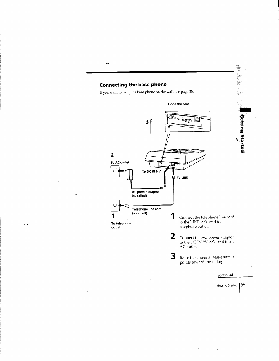 Connecting the base phone | Sony SPP-935 User Manual | Page 10 / 62