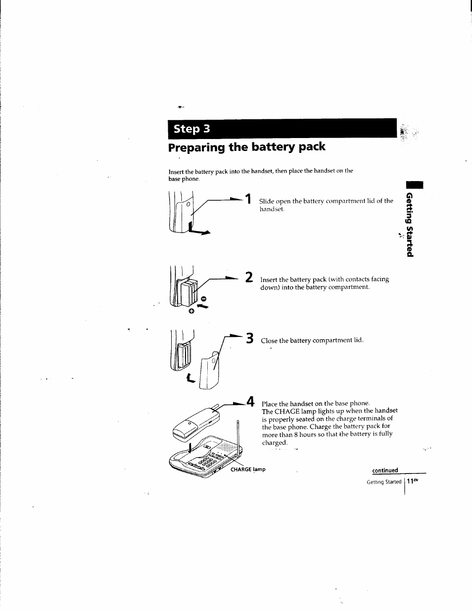 Preparing the battery pack, Step 3 | Sony SPP-935 User Manual | Page 12 / 62