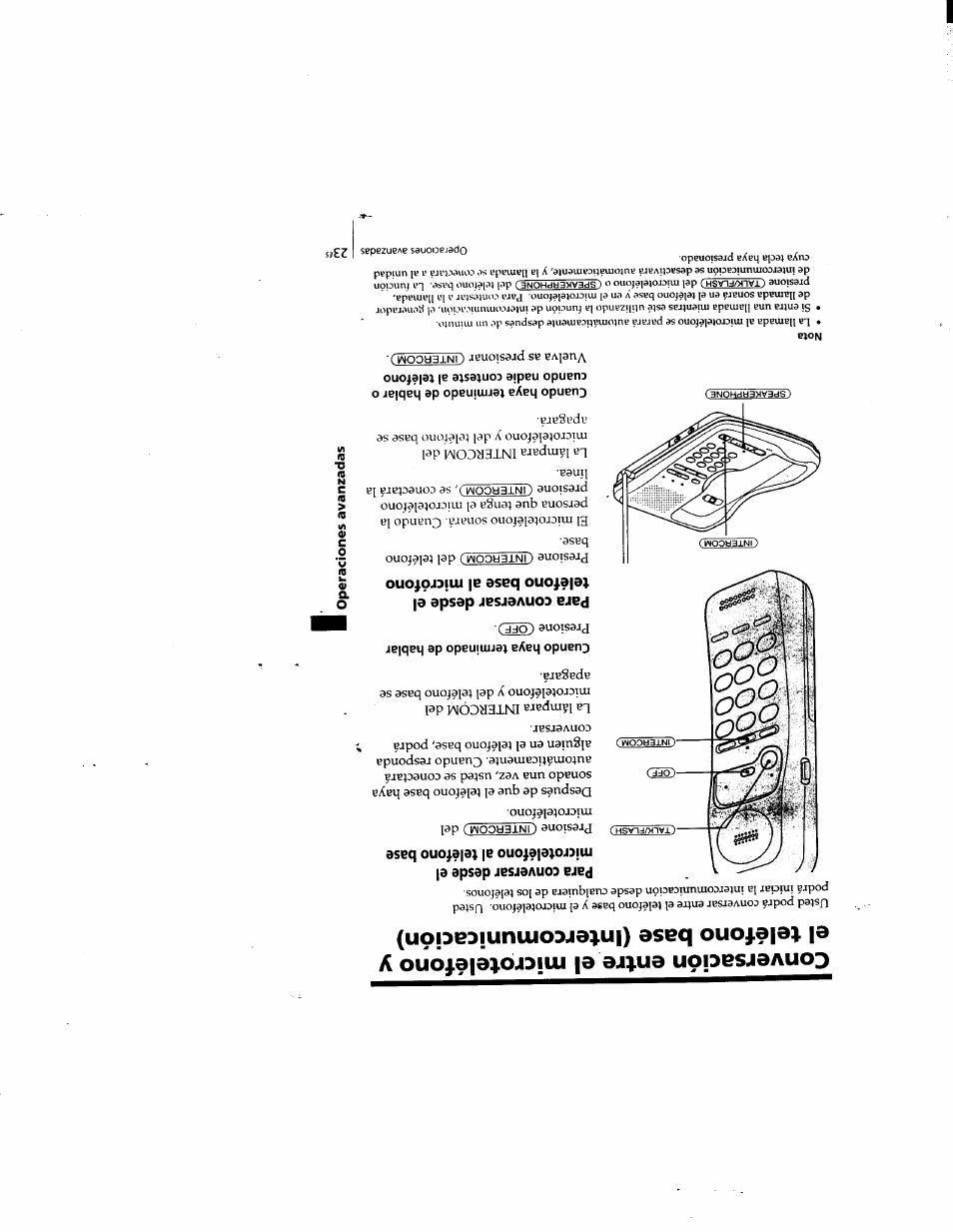 Cuando haya terminado de hablar, Para conversar desde el teléfono base al micrófono | Sony SPP-935 User Manual | Page 55 / 62