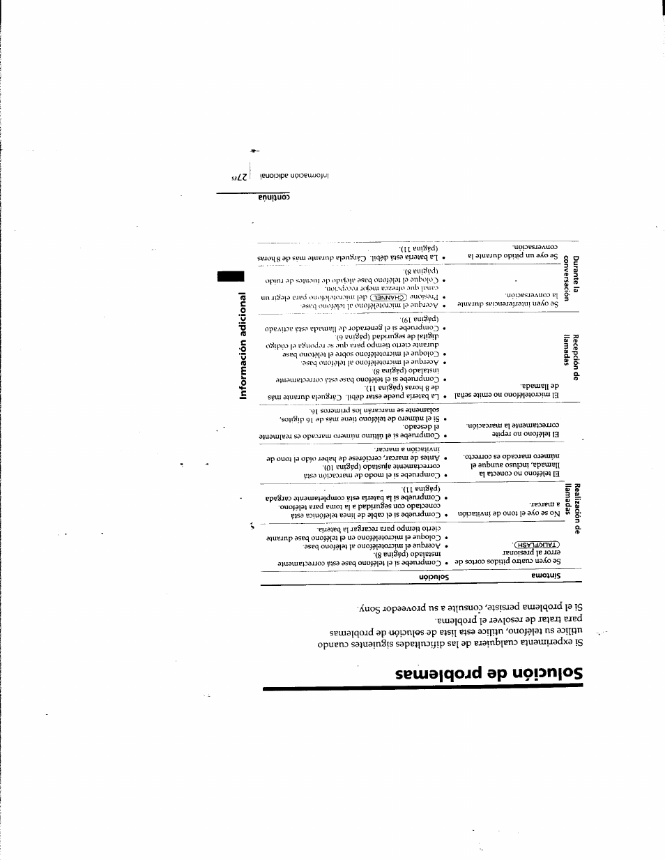 Solución de problemas | Sony SPP-935 User Manual | Page 59 / 62