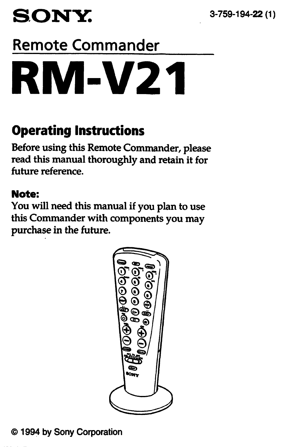 Sony RM-V21 User Manual | 13 pages