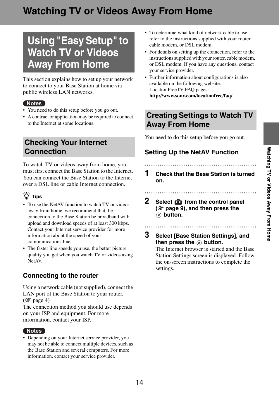 Watching tv or videos away from home | Sony LF-X11 User Manual | Page 14 / 30