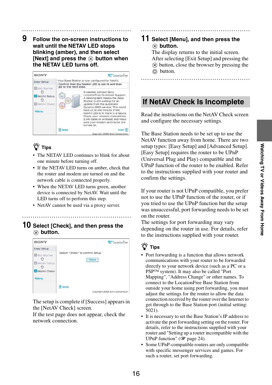 If netav check is incomplete | Sony LF-X11 User Manual | Page 16 / 30
