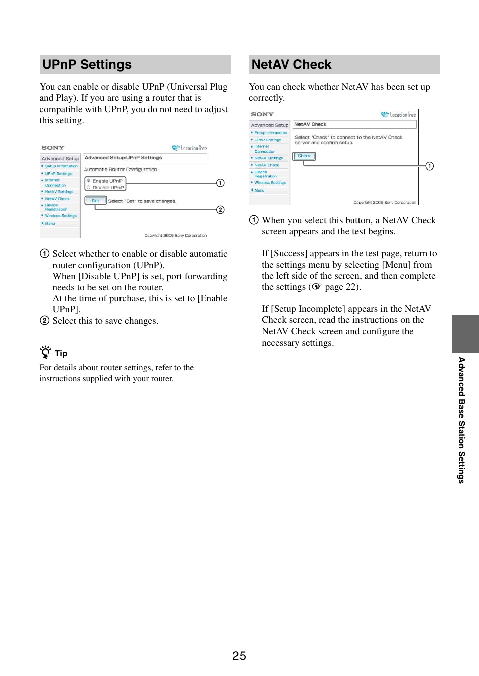 Upnp settings netav check | Sony LF-X11 User Manual | Page 25 / 30