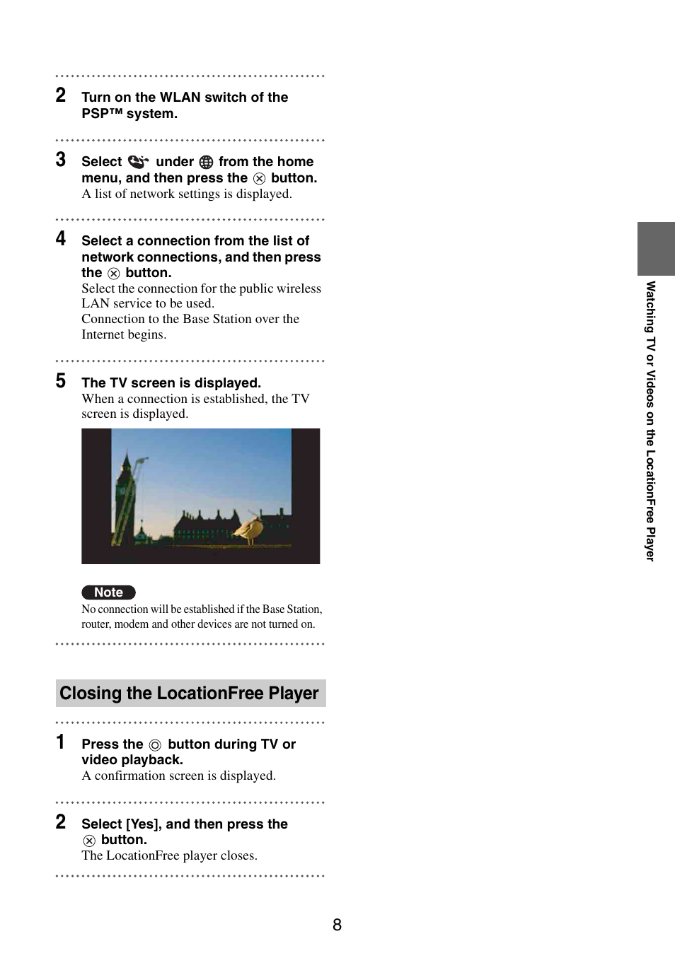 Closing the locationfree player | Sony LF-X11 User Manual | Page 8 / 30