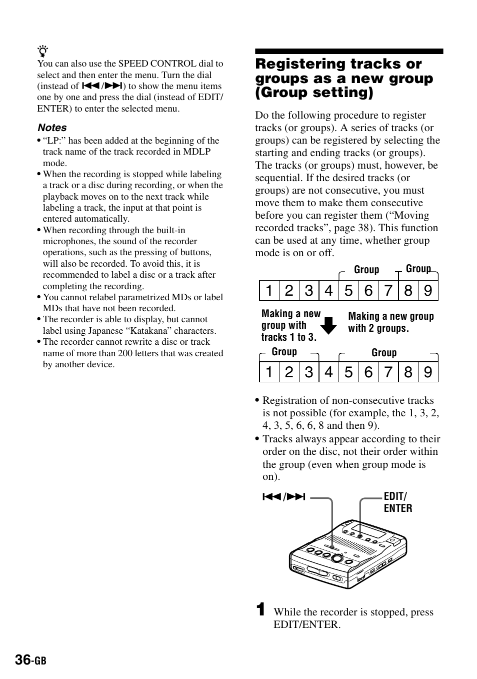 Sony MZ-B100 User Manual | Page 36 / 164