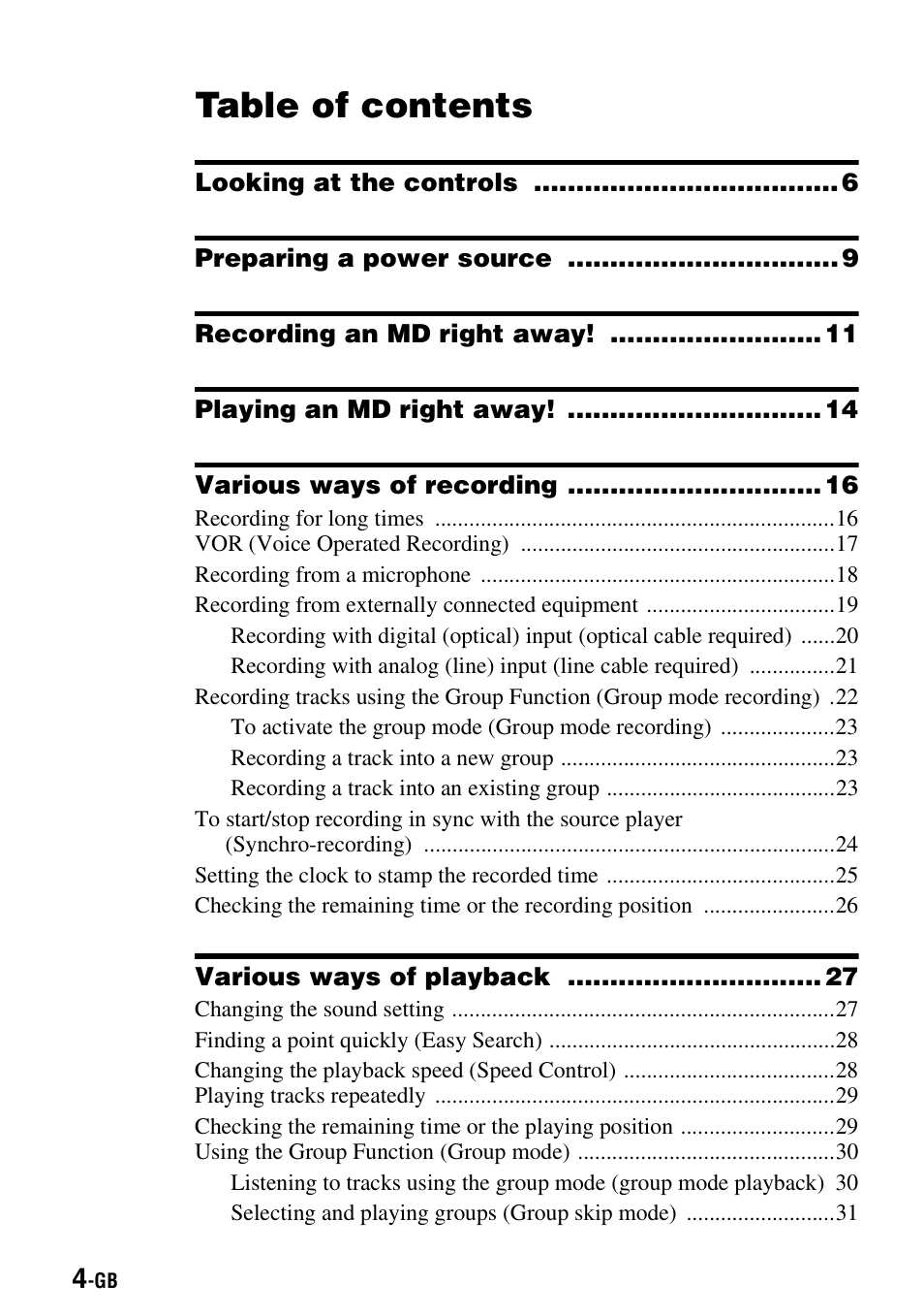 Sony MZ-B100 User Manual | Page 4 / 164