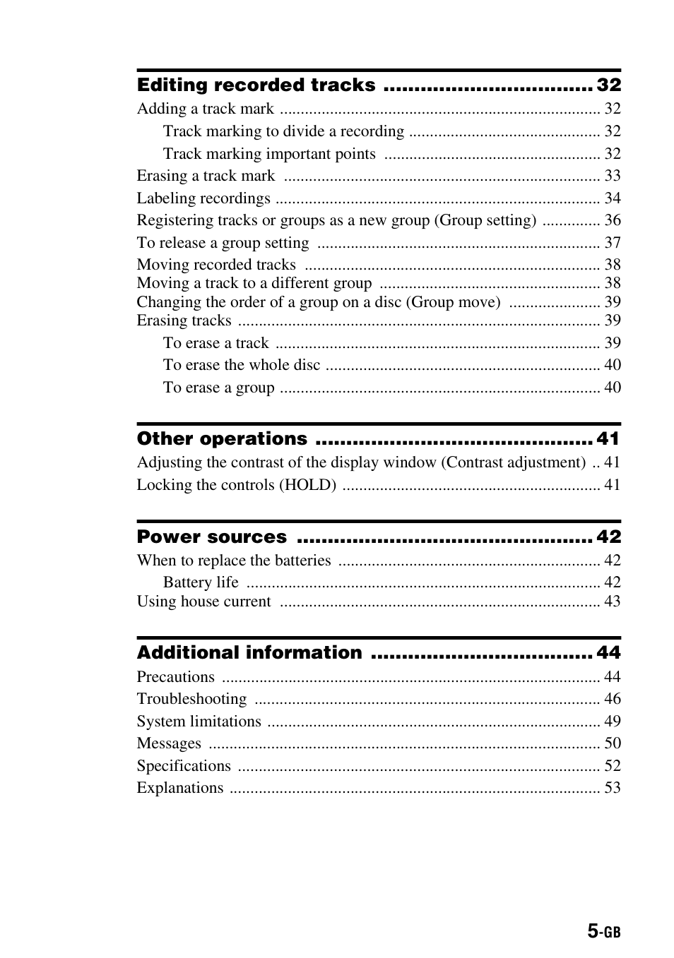 Sony MZ-B100 User Manual | Page 5 / 164