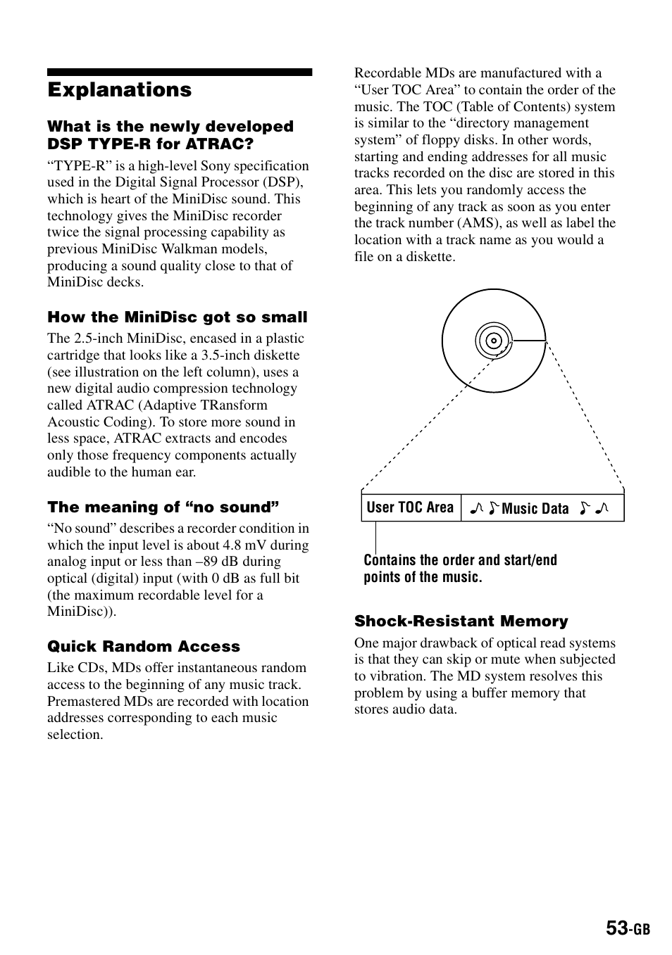 Explanations | Sony MZ-B100 User Manual | Page 53 / 164